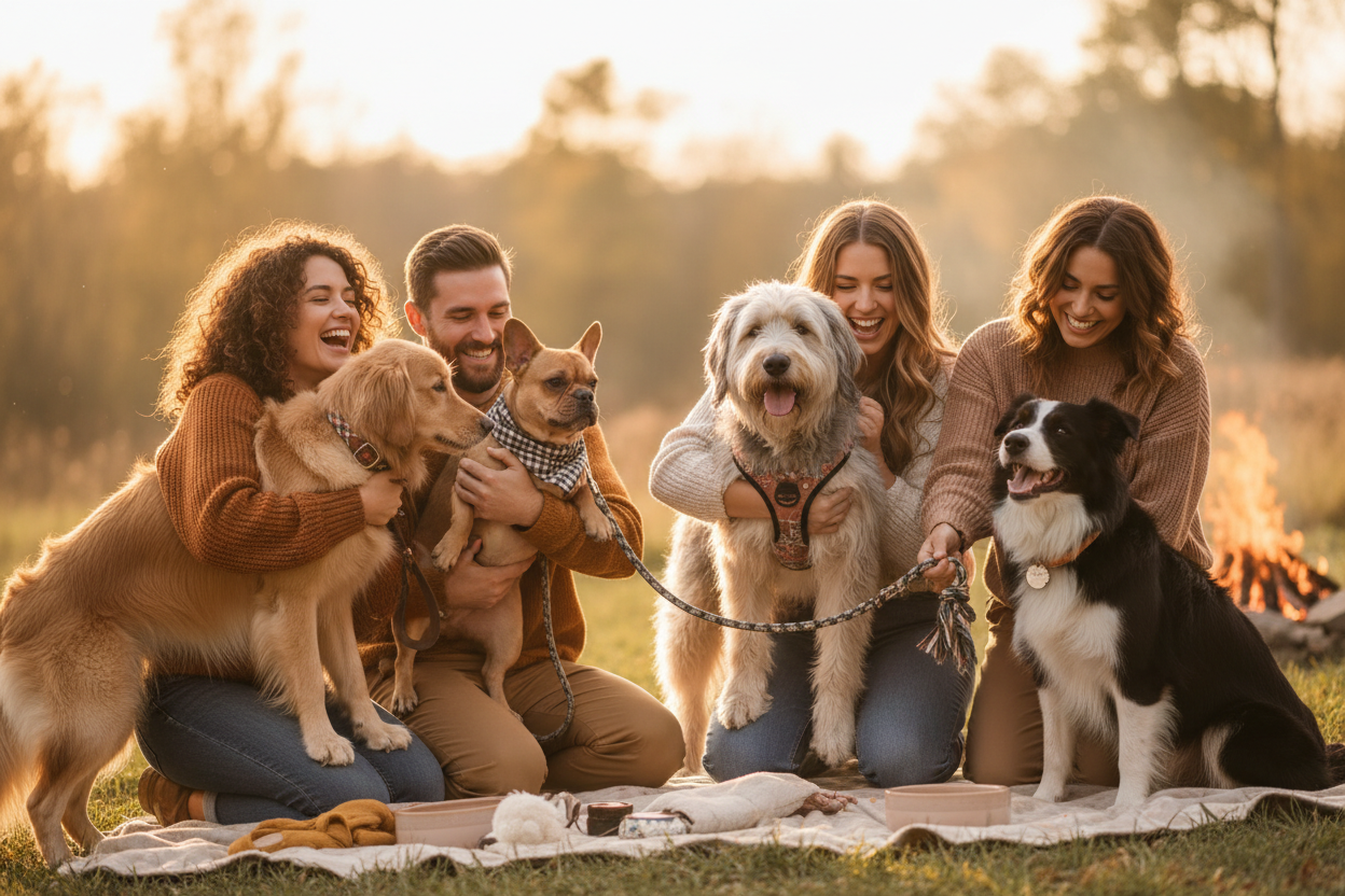 Persone felici con cani